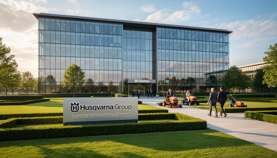 Exterior of a modern corporate headquarters building representing Husqvarna Group